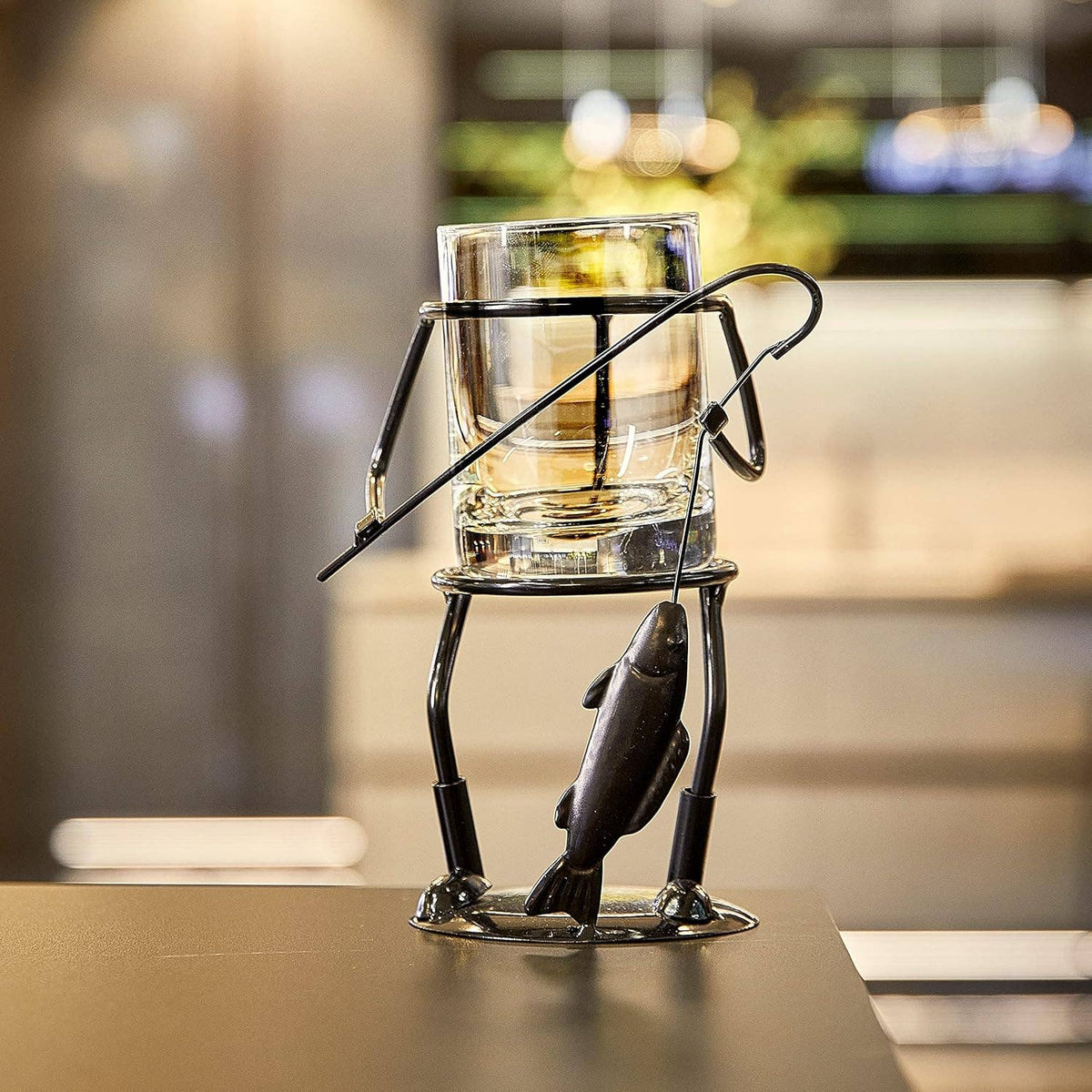 Metal Fisherman Cup Holder for Wine, Whiskey and Water Glass