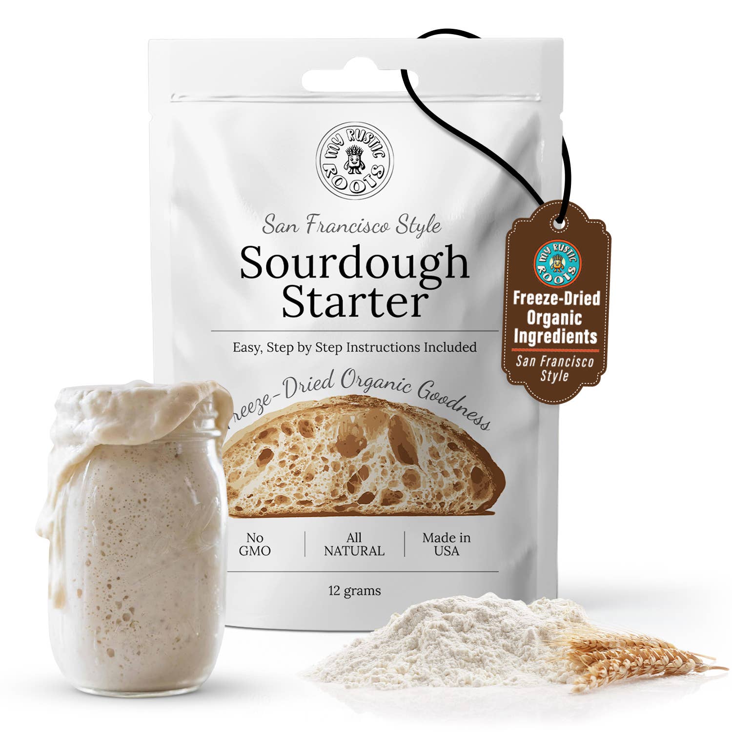 Freeze-Dried Sourdough Starter & Bees Wrap Beeswax Reusable Bread Wrap - Fresh Squeeze Print