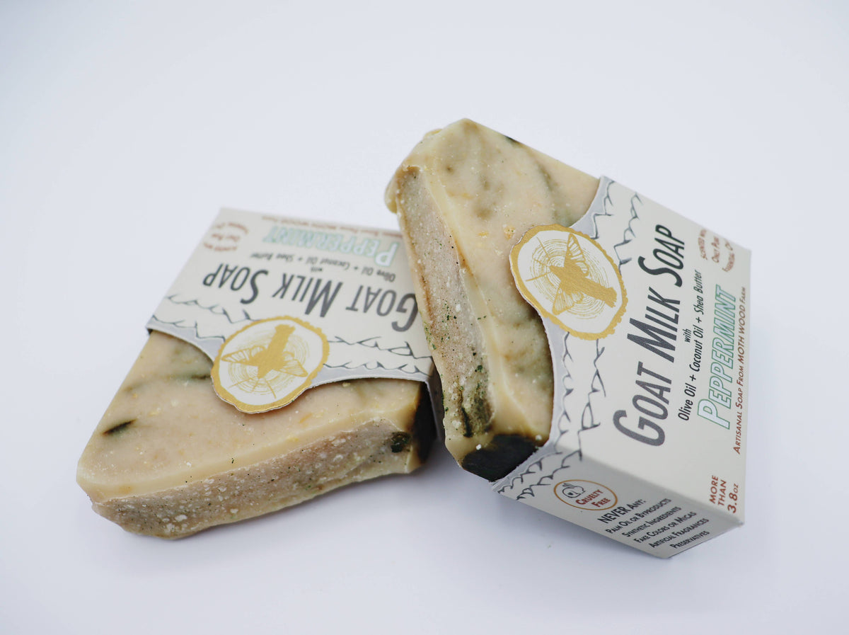 Peppermint Goat Milk Soap with Wooden Dish