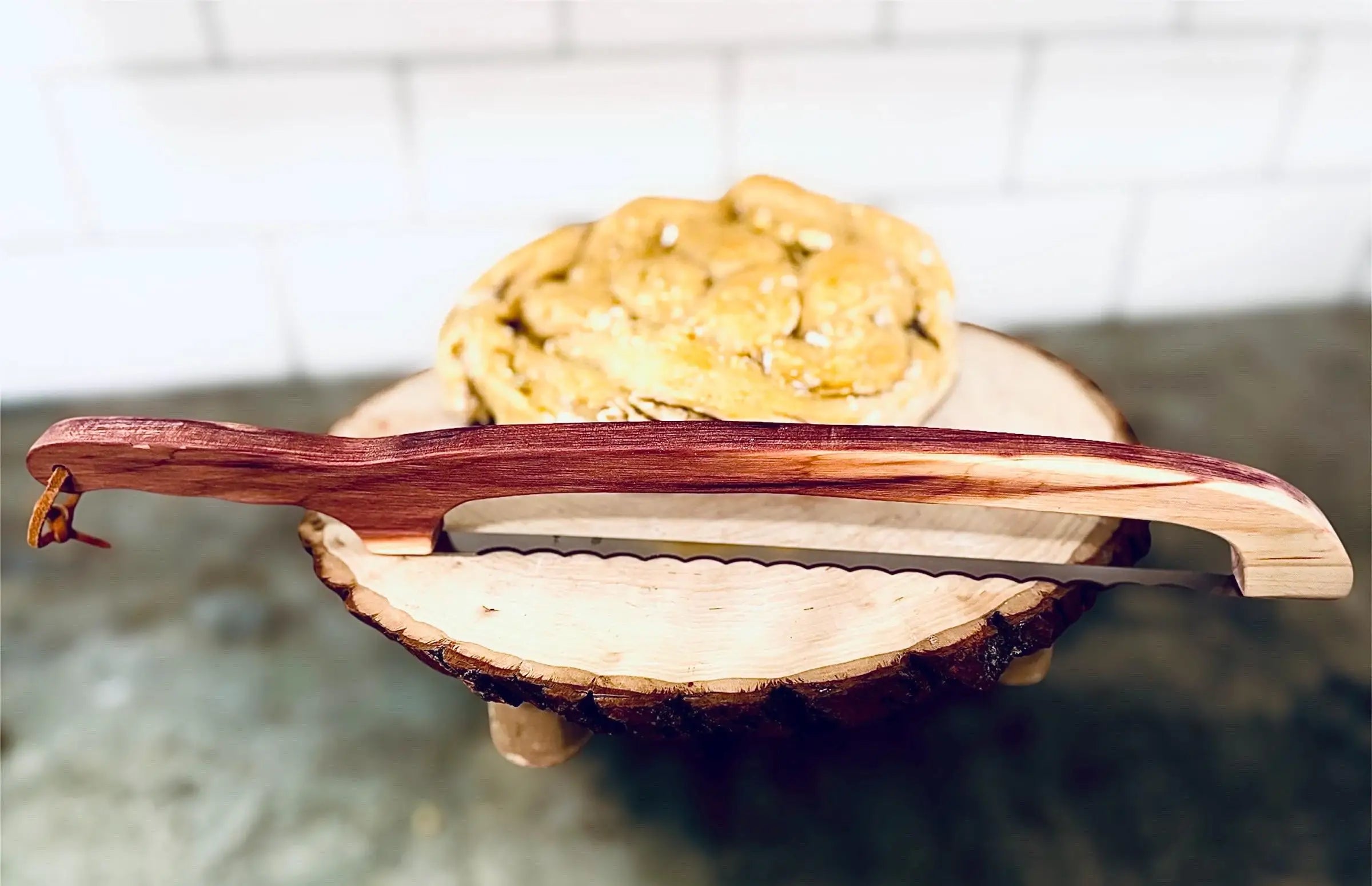 Handmade Serrated Wooden Sourdough Bread Knife