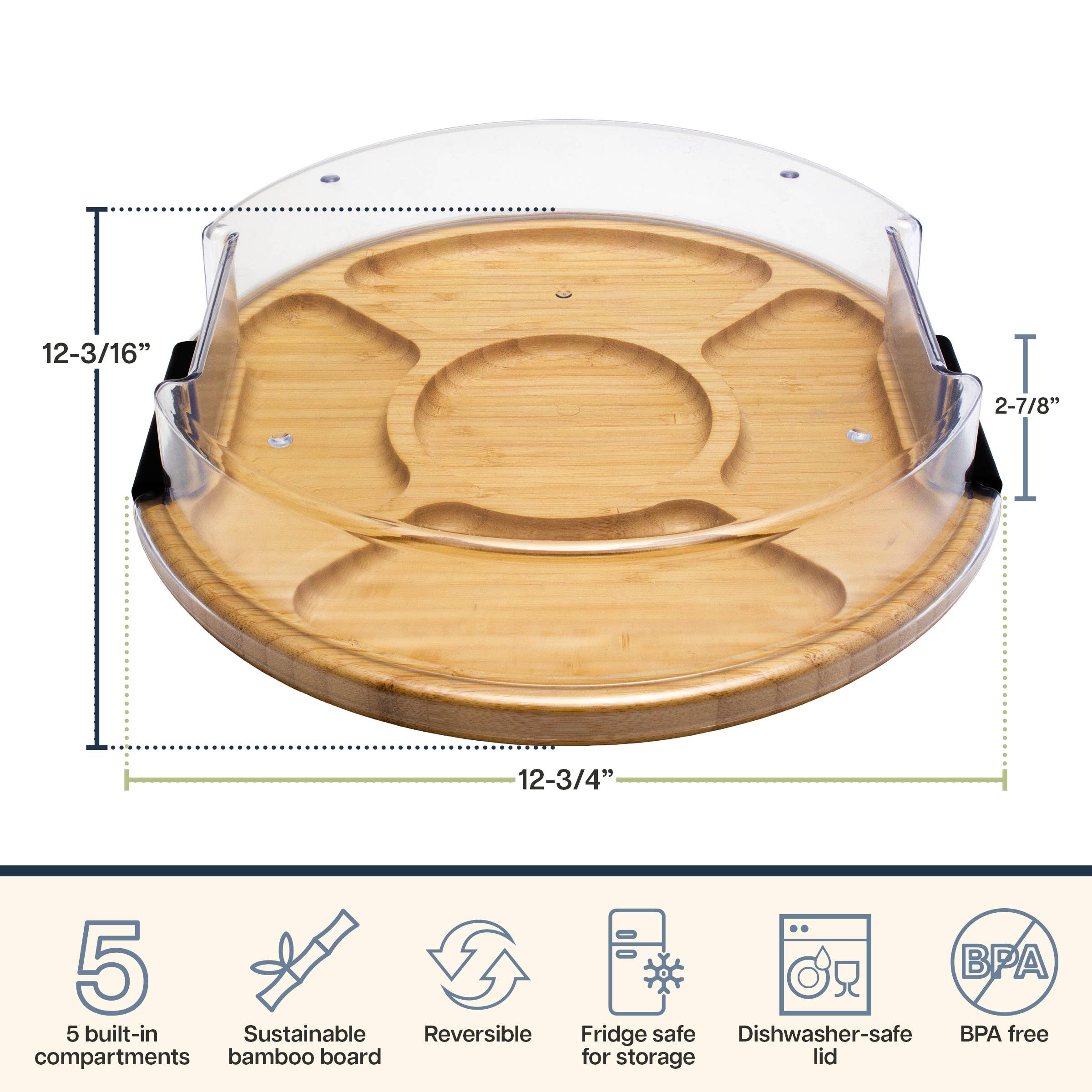 Flip, Serve & Store™ Round Charcuterie Board w/ Locking Lid
