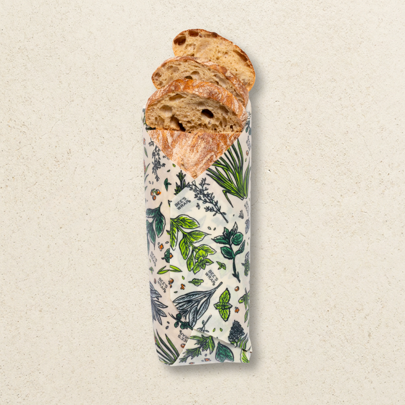 Freeze-Dried Sourdough Starter & Bees Wrap Beeswax Reusable Bread Wrap - Herb Garden Print