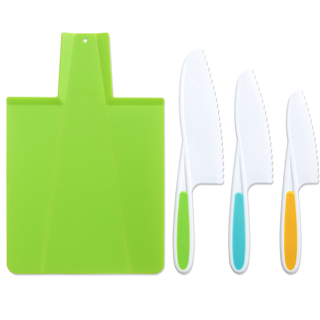 Kids Safe Knife Set and Foldable Cutting Board Set