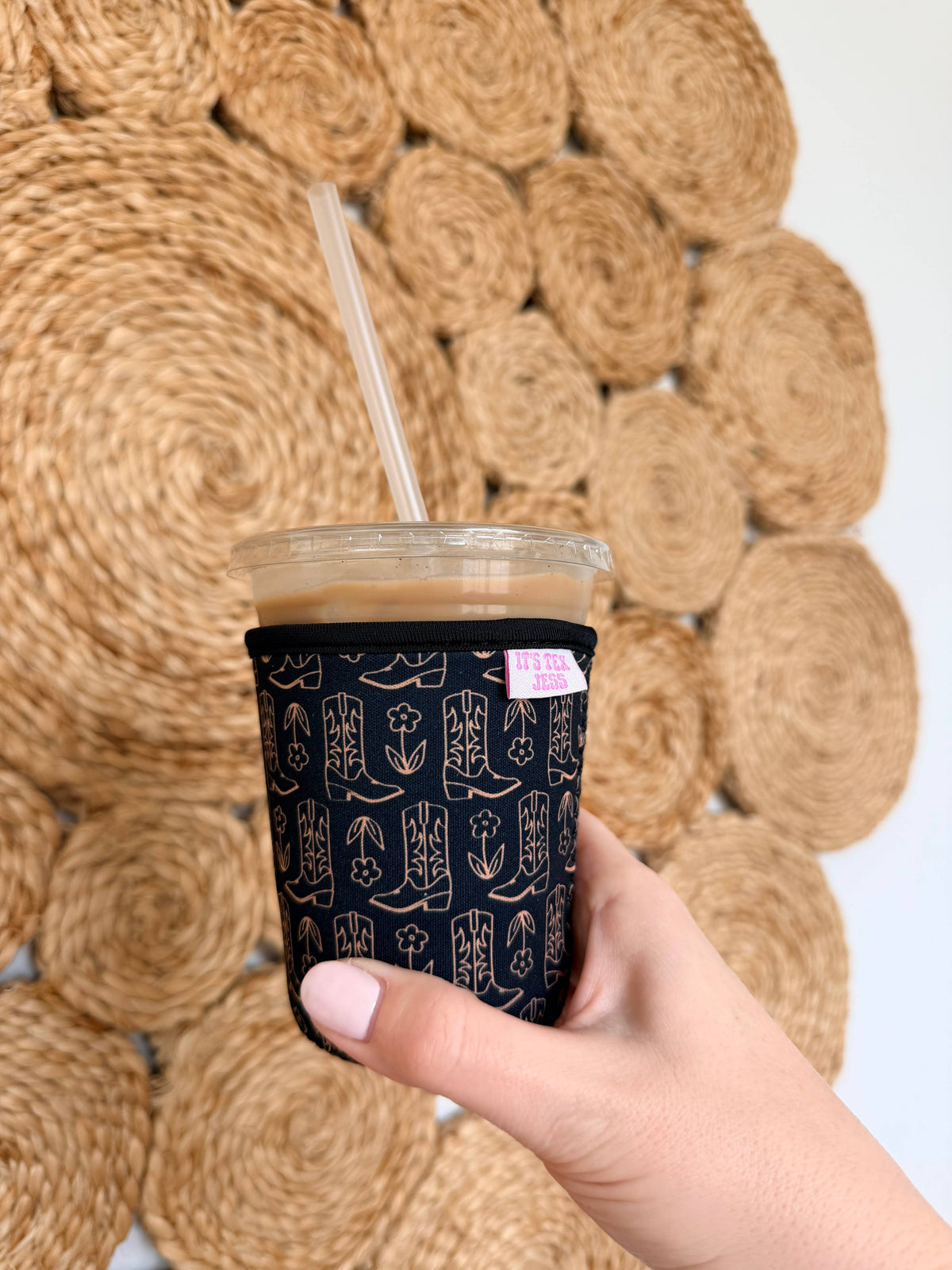 Iced Coffee Sleeve - Cowgirl Boots - Black : Small