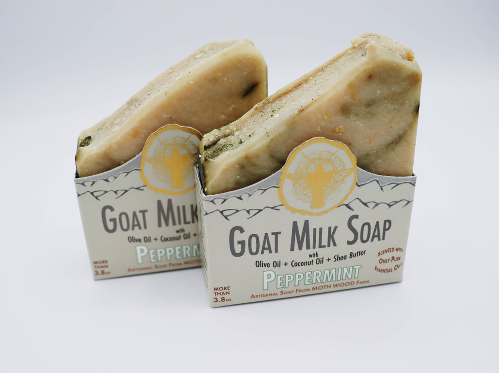 Peppermint Goat Milk Soap with Wooden Dish
