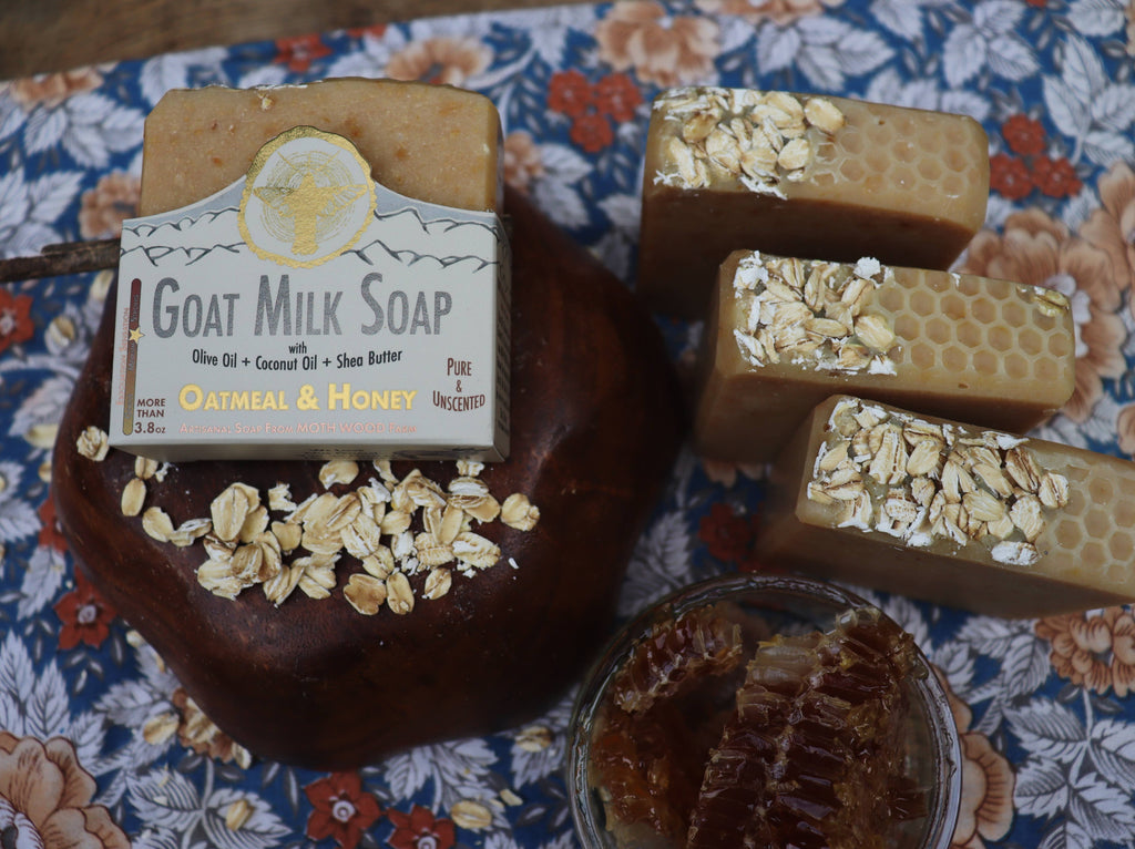 Oatmeal & Honey Goat Milk Soap with Wooden Dish