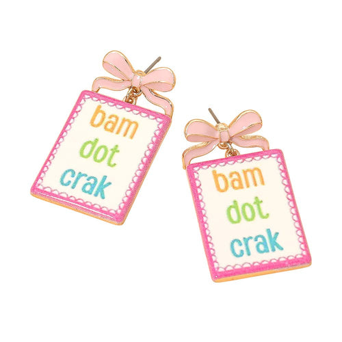 Bow BAM DOT CRACK Mahjong Drop Dangle Earrings