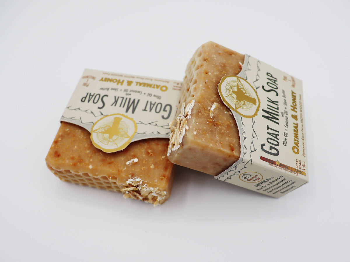 Oatmeal & Honey Goat Milk Soap with Wooden Dish