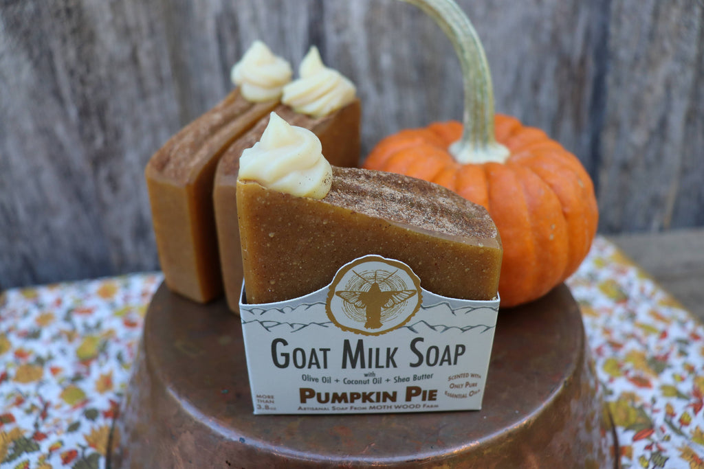 Pumpkin Pie Goat Milk Soap with Wooden Dish