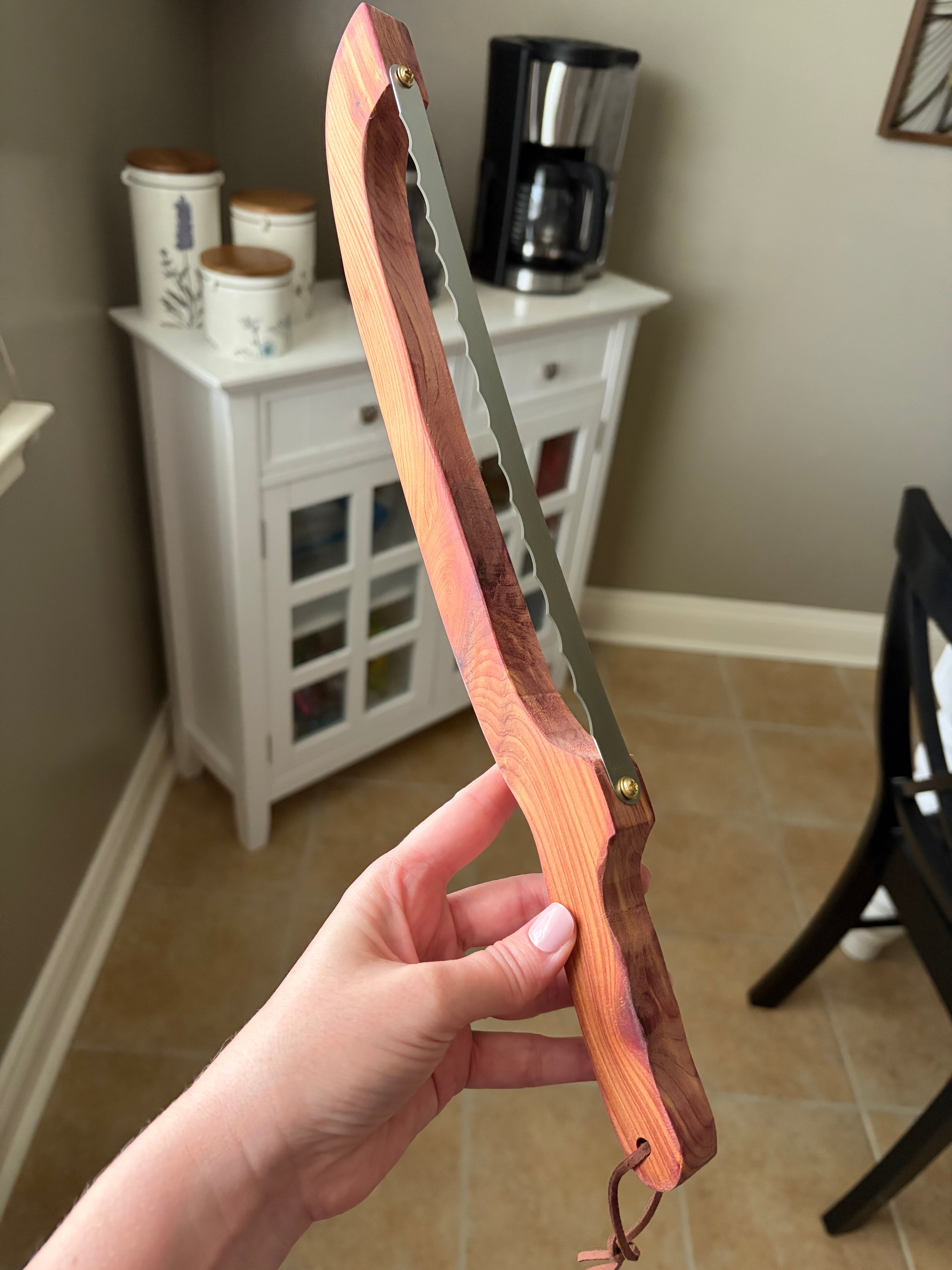 Handmade Serrated Wooden Sourdough Bread Knife