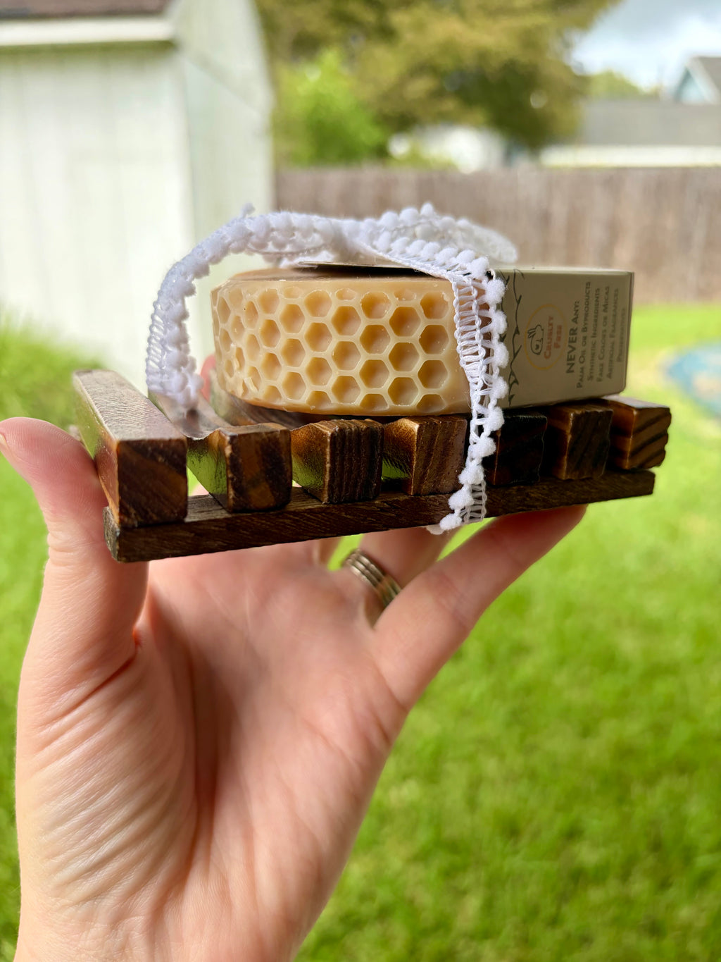 Peppermint Goat Milk Soap with Wooden Dish