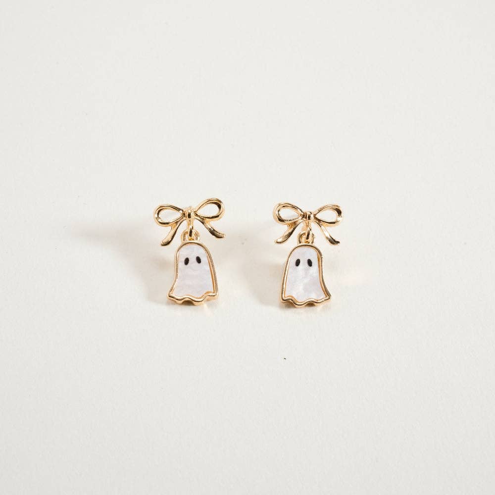 Halloween Ghost Ribbon Bow Earrings