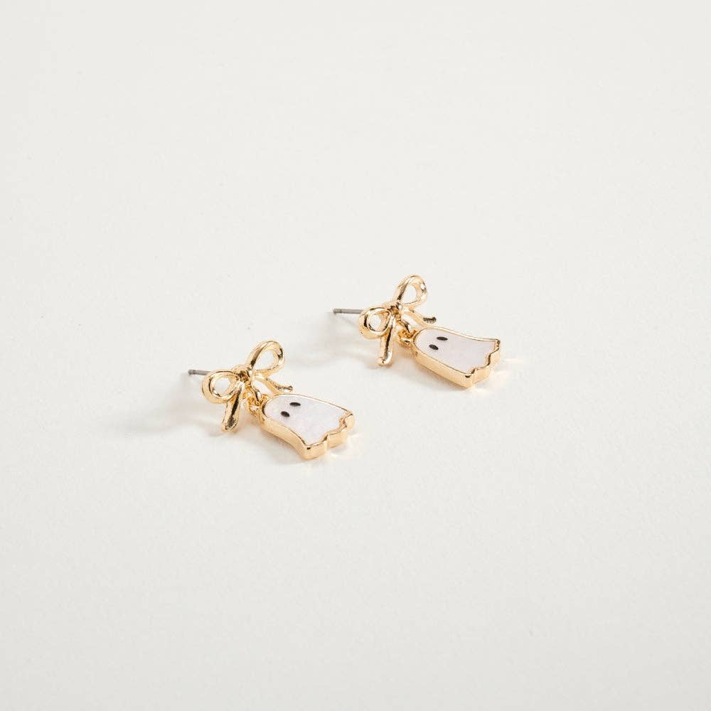 Halloween Ghost Ribbon Bow Earrings