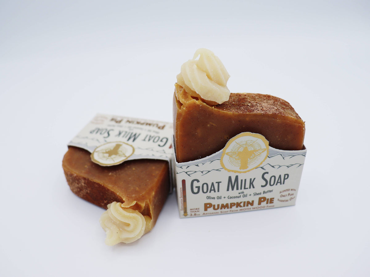 Pumpkin Pie Goat Milk Soap with Wooden Dish
