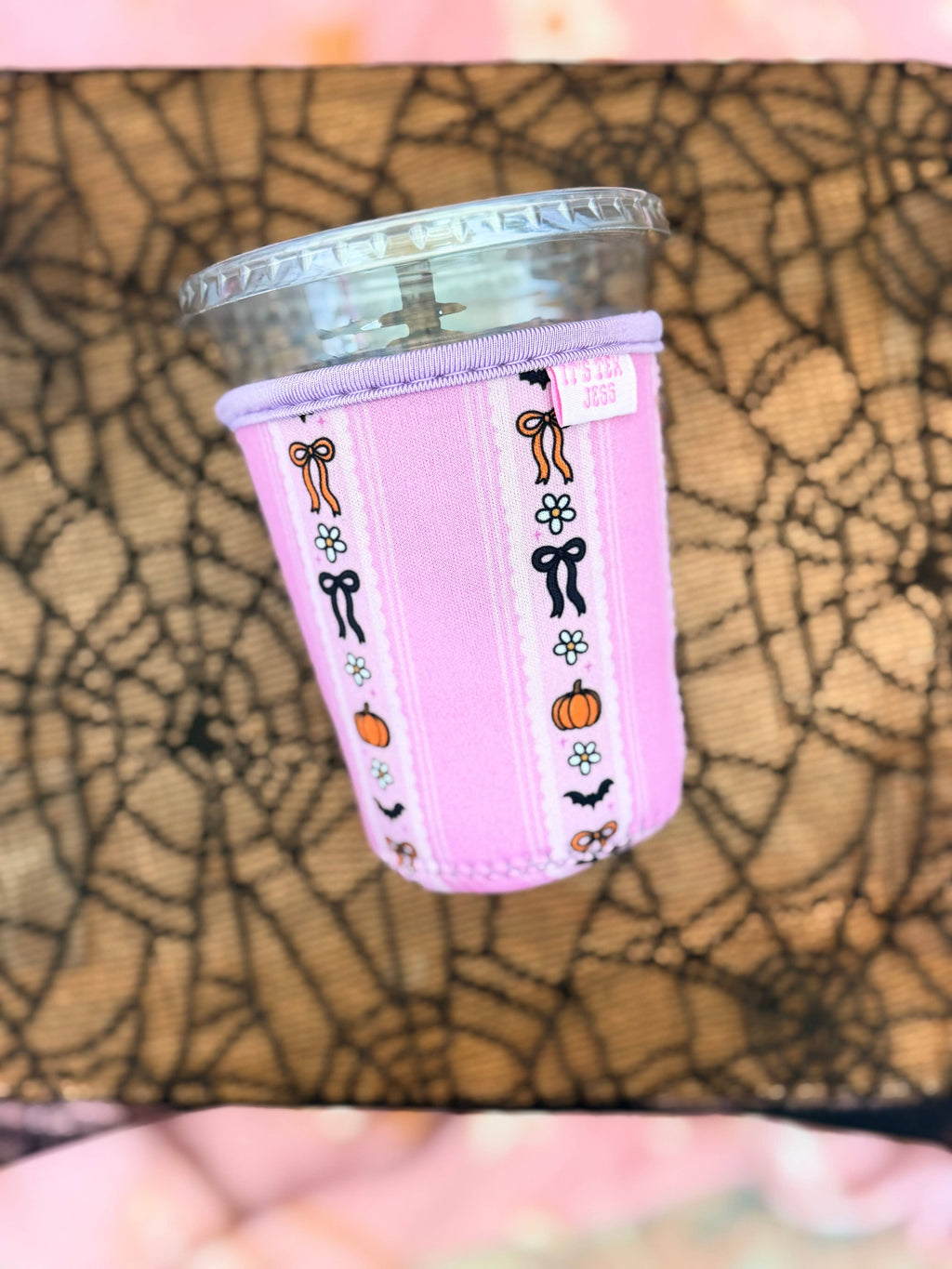 Iced Coffee Sleeve-Cute Pumpkin Stripe