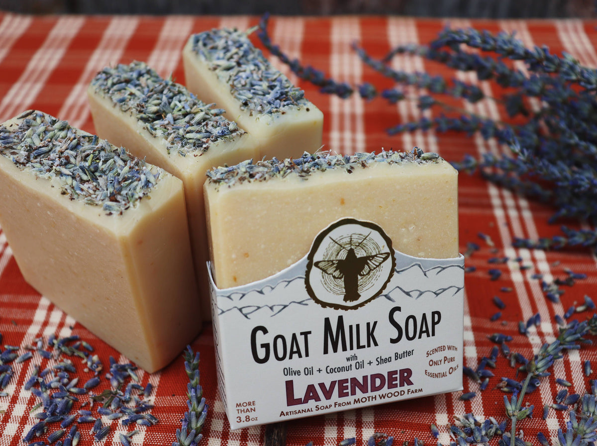 Lavender Goat Milk Soap with Wooden Dish