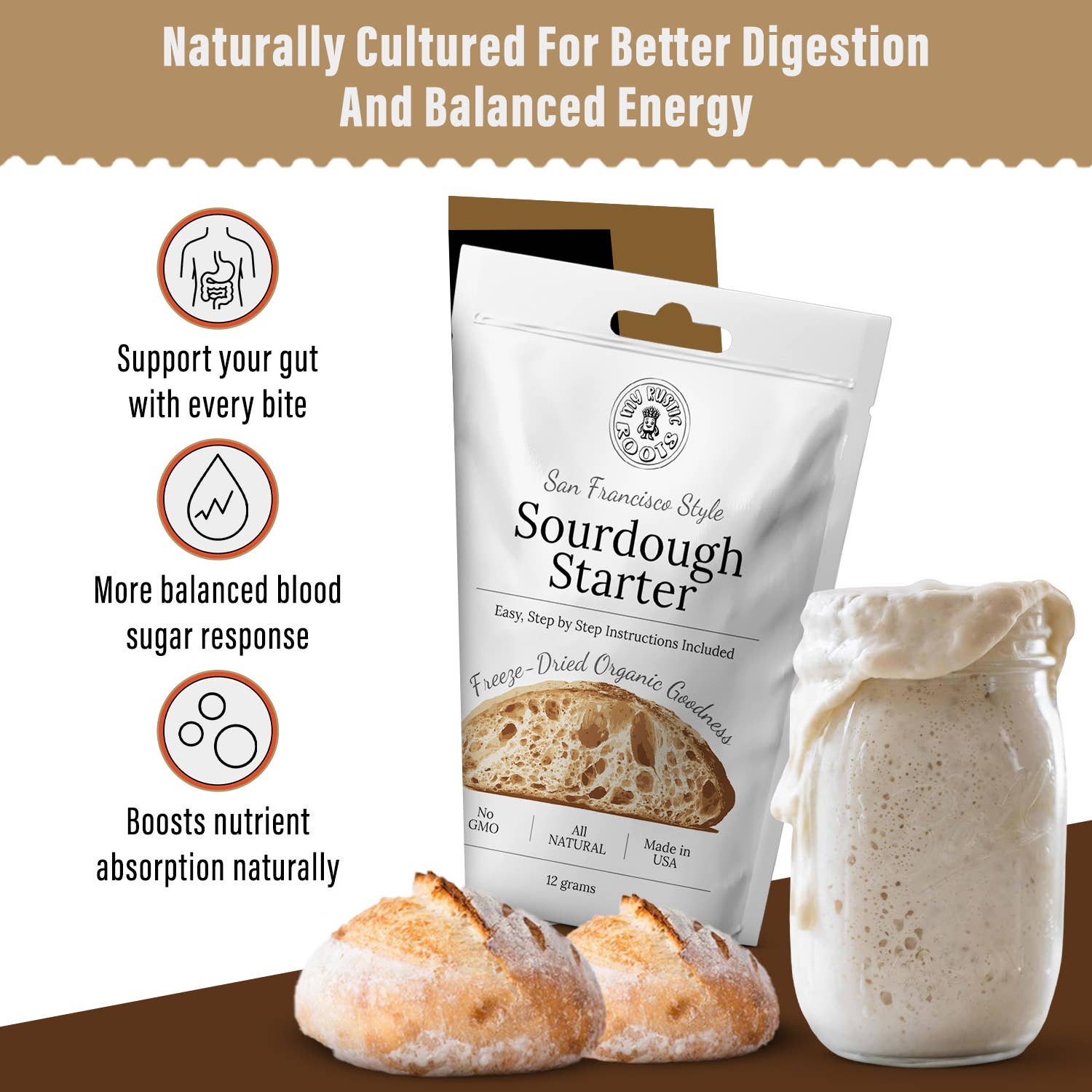 Freeze-Dried Sourdough Starter & Wooden Dough Spoon