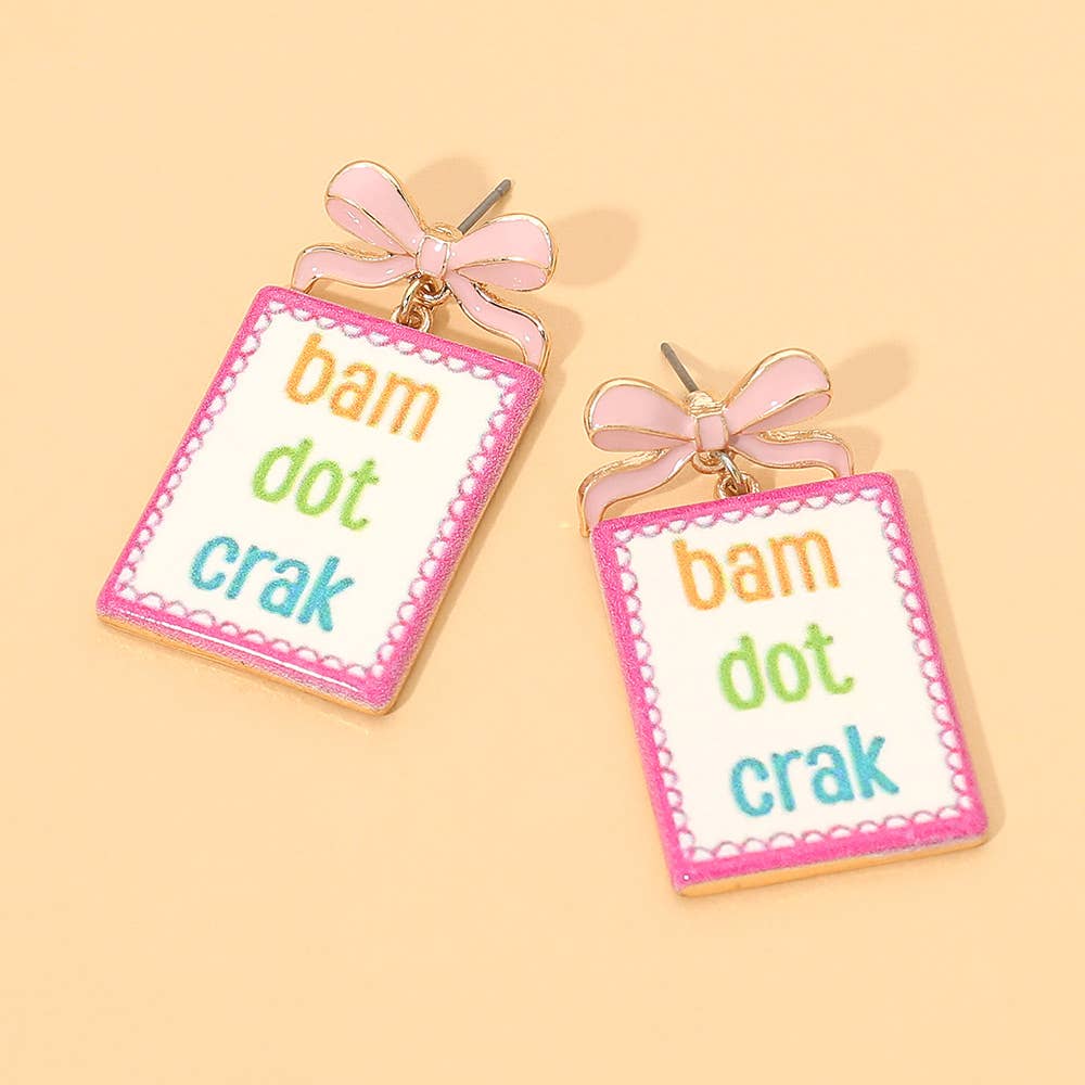 Bow BAM DOT CRACK Mahjong Drop Dangle Earrings