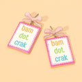 Bow BAM DOT CRACK Mahjong Drop Dangle Earrings