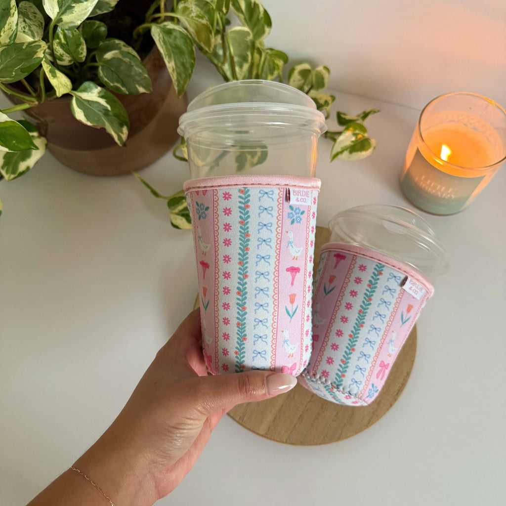 Goose and Floral Iced Coffee Sleeve